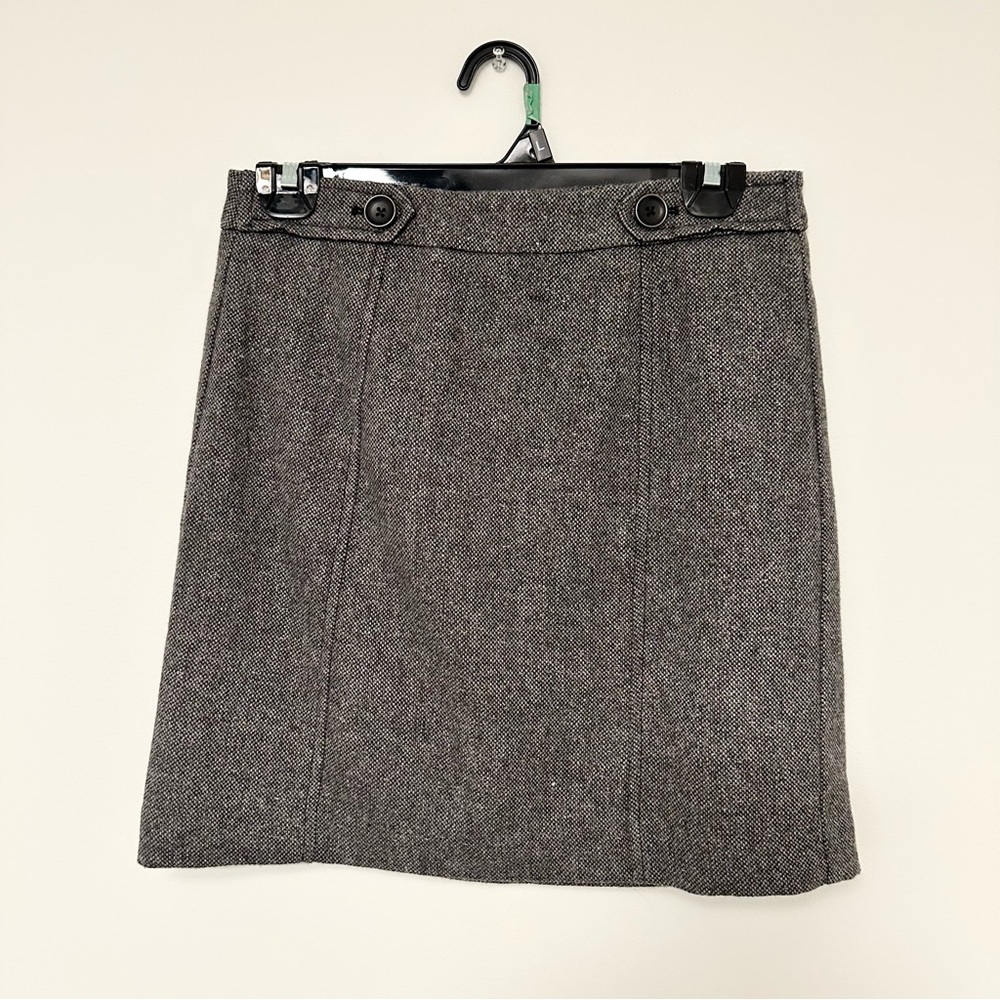 LOFT Grey Tweed Wool Mini Skirt Gray Pencil Skirt Academia School Girl Size 0